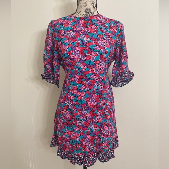 RIXO Dresses & Skirts - RIXO For Target Women's Puff Sleeve Pink Mixed Floral Dress Women's Size 4